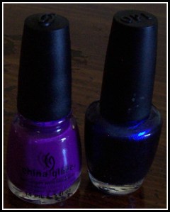 China Glaze's X-Ta-Sea, Left, and OPI's Into The Night, Right